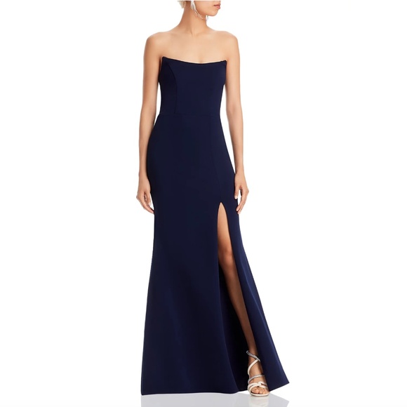 AQUA Strapless Gown - 100% Exclusive Navy Blue - Picture 1 of 6